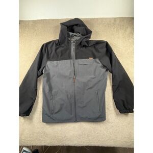 Voyager Windbreaker Jacket Mens 2XL Black Gray Colorblock Logo Mesh Lined Hooded